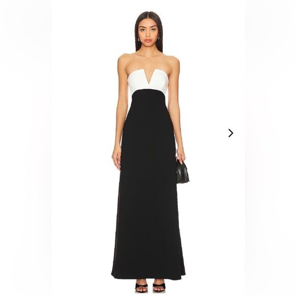 NWT Lovers and Friends Anais strapless gown black white wedding party Revolve XS - Picture 1 of 11